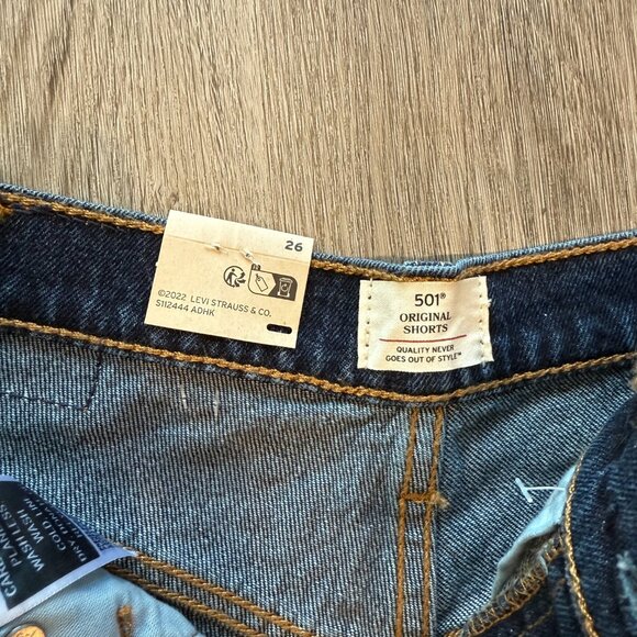 Levi’s 501 Original Shorts — Dark Wash — Size 26 - Picture 4 of 4